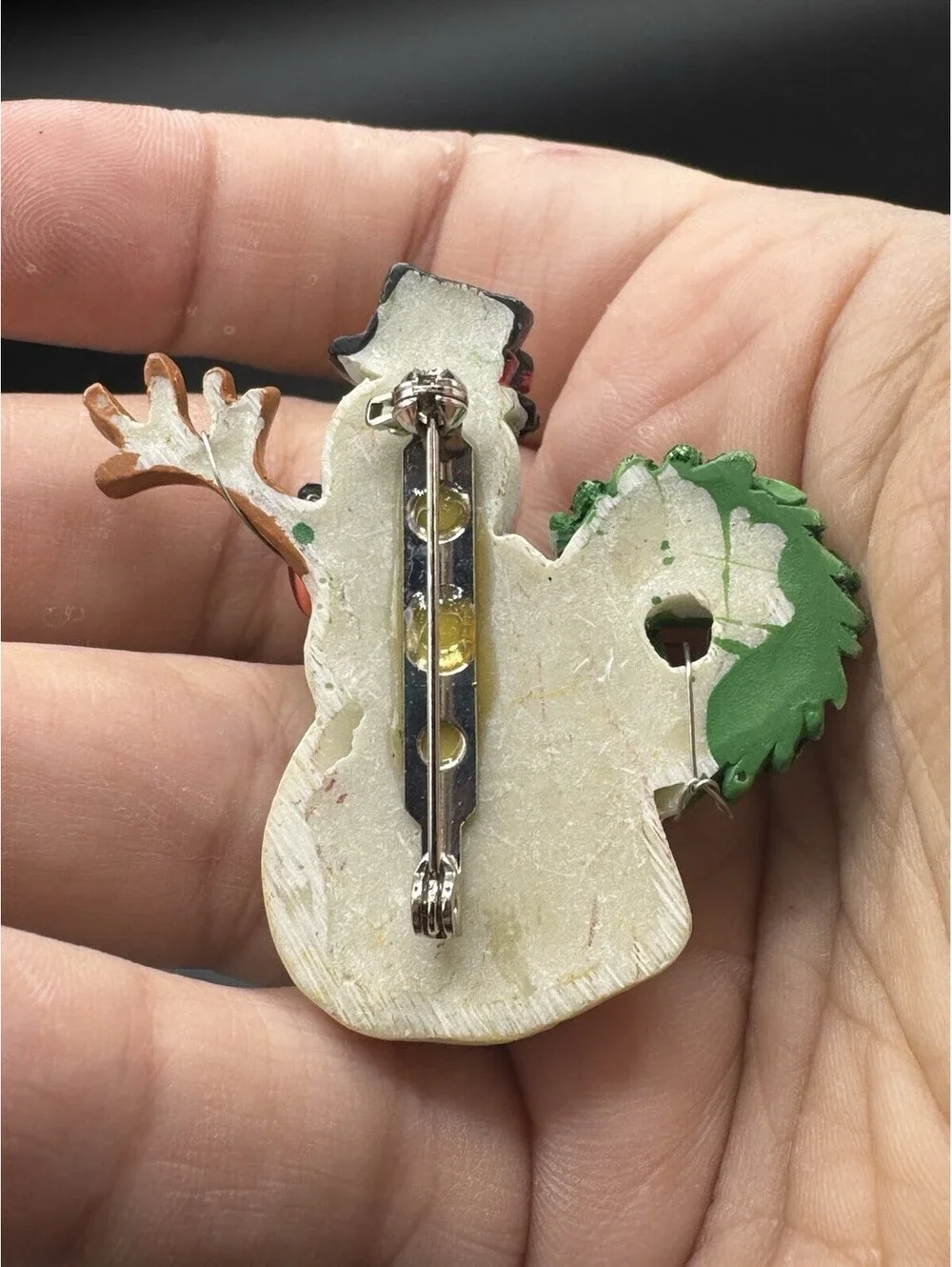 Snowman Christmas Enamel Brooch Pin Crystal Multicolor Wreath Light Strand